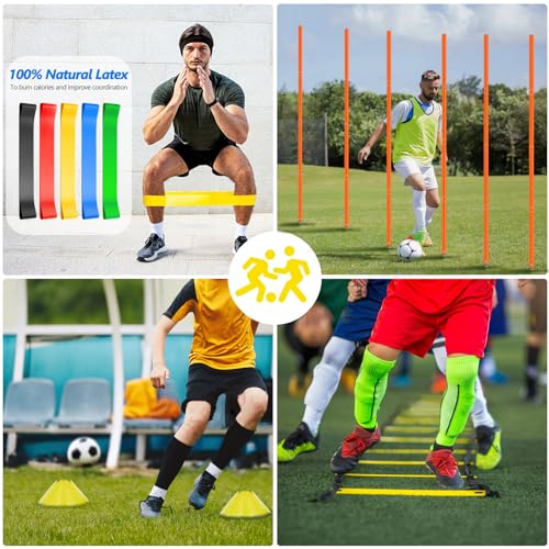 Haootadiy Soccer Agility Training Poles Equipment |Adjustable Soccer Equipment for Training Includes 6 Flexible Agility Poles - color: Orange Pole