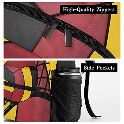 Custom Volleyball Red Black Yellow Personalized Causual Shoulder Bag Sports Leisure Camping Backpack for Women Men - color: Design 3
