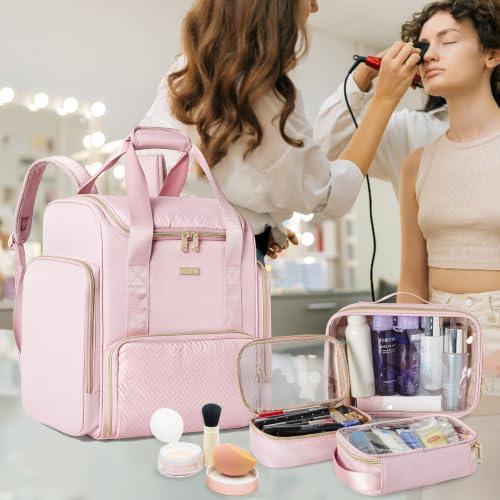 Large Makeup Backpack, Double-Layer Professional Makeup Travel Case
