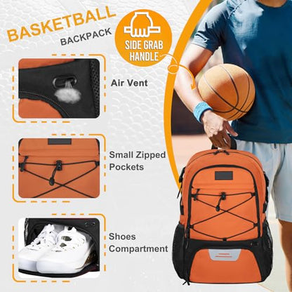Goloni Soccer Backpack,Basketball Backpack with Ball Compartment & Shoe Compartment,Backpack for Basketball,Soccer - color: Coffee
