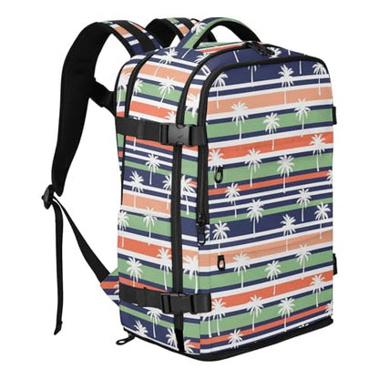 Travel Backpack with Shoe Compartment, 20L Large Capacity Laptop Backpack for Men Women, Palm Trees Striped Daypack for Traveling Hiking Carry On