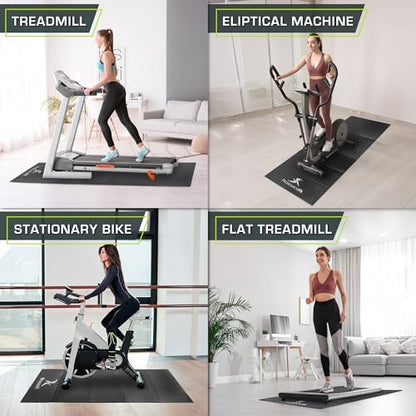 ProsourceFit Treadmill & Exercise Equipment Mats, Folding (7’L x 3’W x ¼”T) High Density PVC Floor Protector - color: Black