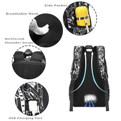 Asge Large Nylon Backpacks for Boys & Girls, Waterproof Satchel with Print, School Bags for 8-16 Years - color: Oslei128-3