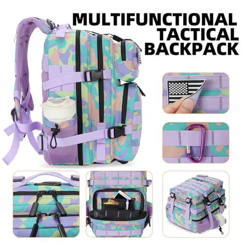 Lovelinks21 25L Tactical Military Backpack Small Travel Backpack for Men and Women Assault Pack Bug Out Bag Molle Daypack Gym Backpack with Bottle Holder (Color Camo) - color: Color Camo