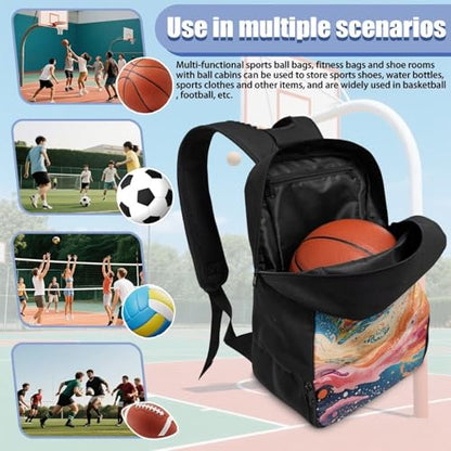 18.5in Basketball Backpack Basketball Bag with Shoe Compartment & Ball Holder, Waterproof Bag for Soccer Volleyball - color: Anime Star Cool Soccer Print