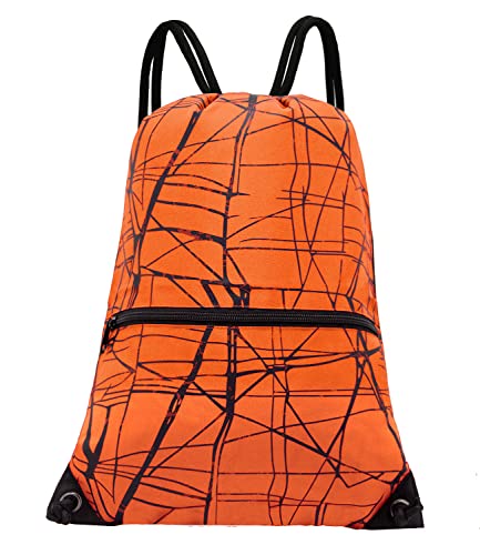 HOLYLUCK Drawstring Backpack Bag Sport Gym Sackpack - color: Metallic-orange