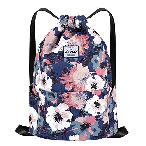 XEYOU Drawstring Sports Backpack Lightweight Gym Yoga Sackpack Shoulder Rucksack Casual Outdoor Daypack for Women and Men | Lightweight - color: Flower Pattern