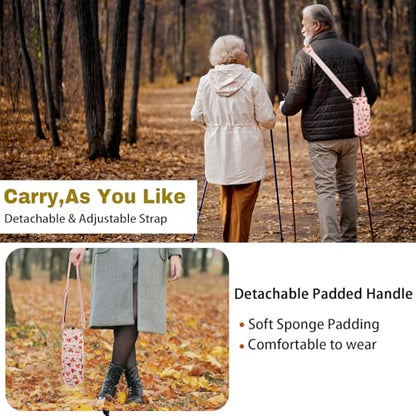 Water Bottle Carrier Bag 25oz/32oz Water Bottle Pouch Holder Adjustable Shoulder Strap Neoprene Water Bottle Sling Bag with Phone Pocket Insulated Tumbler Accessories for Walking - color: Pink