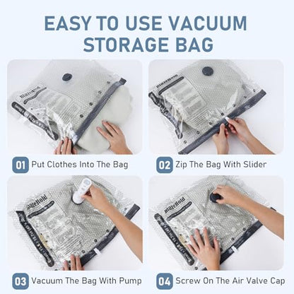 Travel Vacuum Storage Bags with Rechargeable Cordless Pump, 20 Pack 4 Sizes Compression Packing Bag Set for Luggage, Thickened Vacuum Seal Bags for Clothing, Triple-Zipper Sealer Upgrade - size: 20 Pack In 4 Sizes