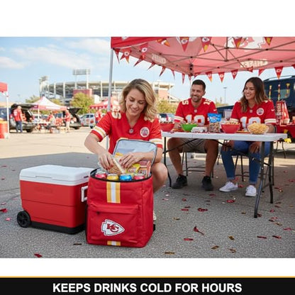 Cooler Backpack – Portable Soft Sided Ice Chest – Insulated Bag Holds 36 Cans - Football Gear – Show Your Team Spirit with Officially Licensed Fan Gear - style: Kansas City Chiefs