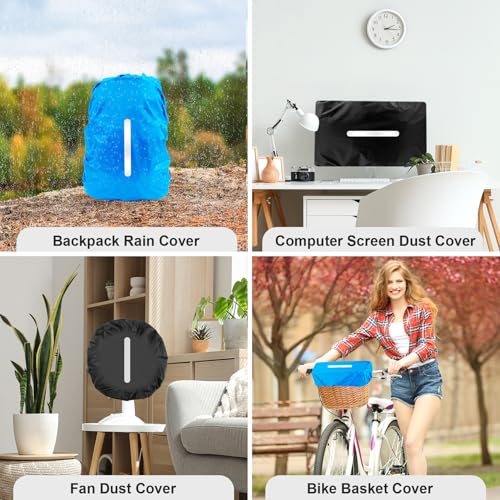 LAMA 2pcs Waterproof Rain Cover for Backpack, Reflective Rainproof Protector for Anti-dust and Anti-Theft M 30L-40L Black