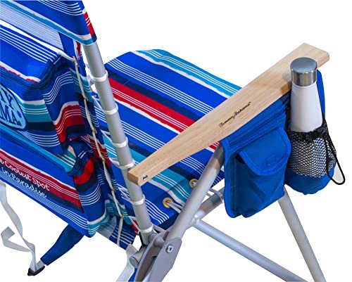 Tommy Bahama Hi-Boy 17" Seat Height 4-Position Lace-Up Suspension Folding Beach Backpack Chair - color: Red and Blue Stripe, style: 1-Pack