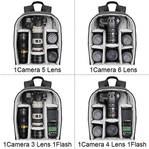 CADeN Camera Backpack Bag Professional for DSLR/SLR Mirrorless Camera Waterproof, Camera Case Compatible for Sony Canon Nikon - color: Black, style: 2.0 Small