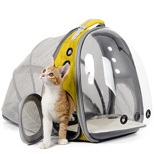 Back Extension Cat Travel Carrier Backpack (Yellow, Clear Window) - color: Yellow