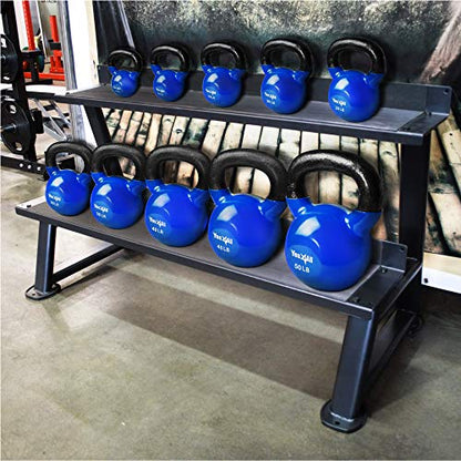 Yes4All Kettlebell, Vinyl Coated Kettlebell Cast Iron Sets with Stable Flat Bottom for Full Body Workout, Push up, Grip Strength Training & Weights Exercises - color: Blue, style: 20 - 25lb