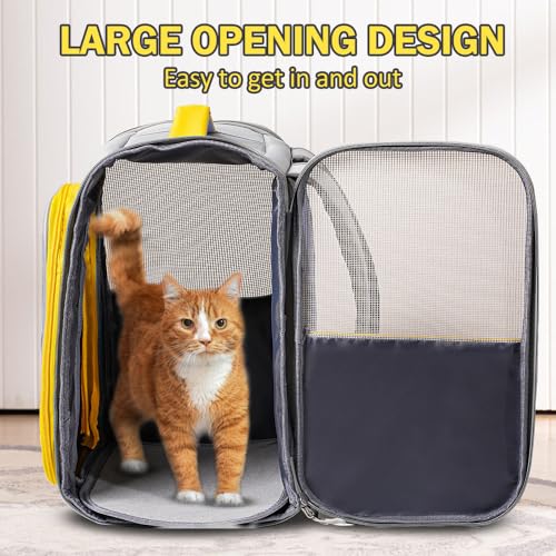Vivicreate Cat Backpack Carrier for Dogs and Cats Kittens Rabbits, Foldable Mesh, Cat Carrier Backpack 15 Lbs, Pet Backpack Carrier for Walking, Camping and Cycling (Pink) - color: Pink