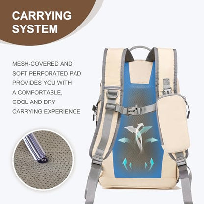 Hiking Backpack for Women Men 20l with Removable Phone Pocket Lightweight Small Travel Backpack Hiking Daypack for Women Men - color: Beige