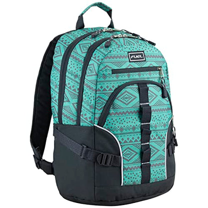 FUEL Hiking Laptop Backpack, College Bookbag, Travel Daypack with 5 Compartments, Dynamo Tech Pocket, 18.5 Inches - color: Festive Aztec