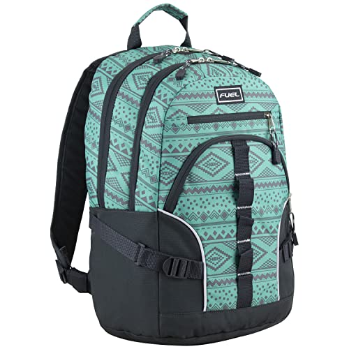 FUEL Hiking Laptop Backpack, College Bookbag, Travel Daypack with 5 Compartments, Dynamo Tech Pocket, 18.5 Inches - color: Festive Aztec