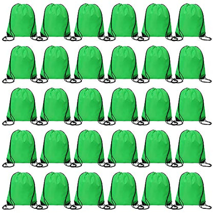 Bulk Drawstring Bags, Polyester Draw String Bags, Gym Sports Cinch Bag Drawstring Backpack for Women Men - color: Green