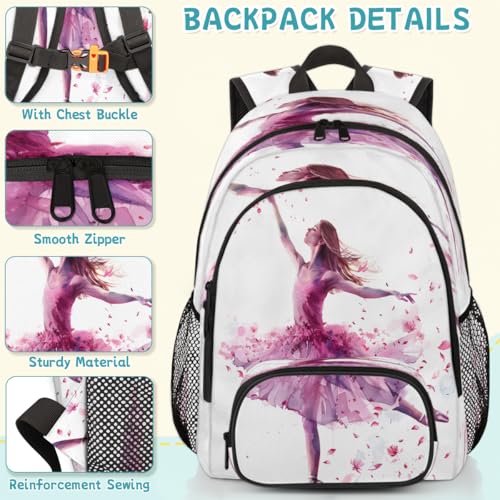 Ballet Dancer Laptop Backpack for Women Men, 18.3 Inch Travel Work Backpacks, Ballerina Theme Waterproof Computer Casual Daypack Nurse Teacher Bags - color: Multicolor 13