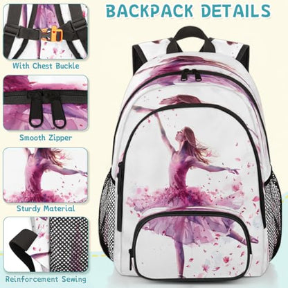 Ballet Dancer Laptop Backpack for Women Men, 18.3 Inch Travel Work Backpacks, Ballerina Theme Waterproof Computer Casual Daypack Nurse Teacher Bags - color: Multicolor 13