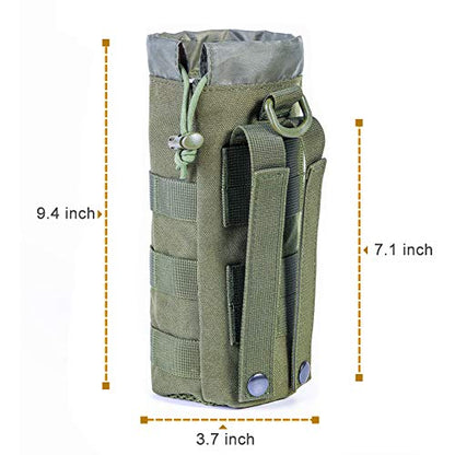 Upgraded Sports Water Bottles Pouch Bag, Tactical Drawstring Molle Water Bottle Holder Tactical Pouches, Travel Mesh Water Bottle Bag Tactical Hydration Carrier - color: Army-1Pack