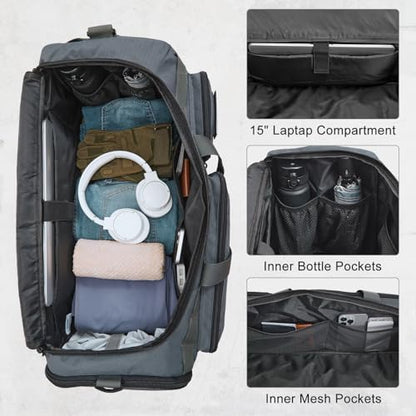 G4Free 3-in-1 Travel Duffle Bag for Men and Women, 50L Large Gym Sports Bags Tactical Military Duffle Backpack with Shoes Compartment and Wet Pocket (Dark Gray) - color: Dark Gray