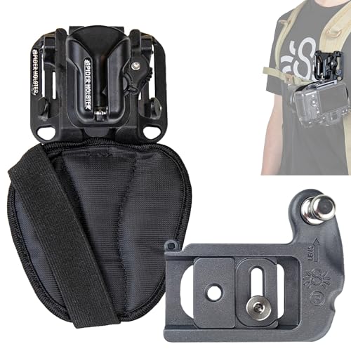 SPIDER HOLSTER – Clip-on Camera Holster and Camera Plate with Durable Stainless Steel Pin – Compatible with Any Belt - color: Spider X Backpack Adapter + Holster + Plate