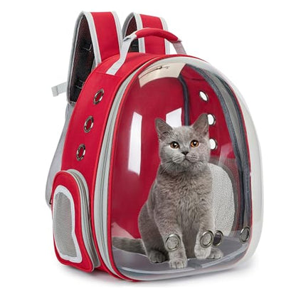 Cat Bubble Backpack Carrier for Small Medium Dogs Cats Carrying Bag, Airline Approved Pet Travel Carrying Bag Dog Hiking Walking Outdoor Backpack (Red) - color: Red