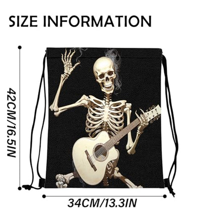 Drawstring Backpack Draw String Bag Waterproof for Sports Gym Beach Travel Cute Aesthetic Sackpack Men Women (13"×17")-Skull Skeleton - color: S-8-skull Skeleton