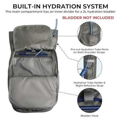 13L Small Hiking Backpack for Women Men, Lightweight Foldable Day pack, Packable Daypack for Travel, Camping (Light Grey) - color: Light Grey