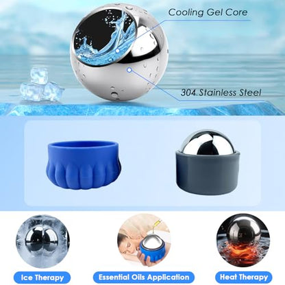 Massage Ice Roller Ball - Cold & Heat Therapy Roller for Deep Tissue Massage Pain Relief, Plantar Fasciitis Roller (Set of Two) - color: Set of 2