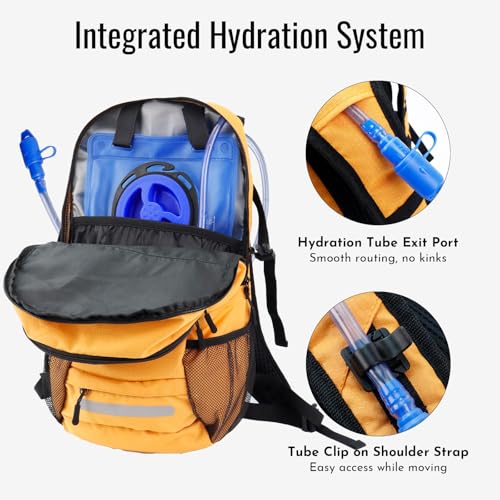 20L Hydration Backpack with 3L Water Bladder Water Backpack for Hiking Hydration Pack Insulated Daypack for Commuting Black - color: Orange