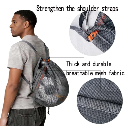 Basketball Bag with mesh Drawstring for Storage, Breathable for Sports use, Suitable for Volleyball, Football, Rugby, Swimming Bags, Double-Shoulder Strap, Cross-Body Strap