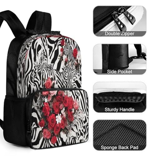 Supdreamc Rucksacks Lightweight Multipurpose Anti-Theft Cheetah Leopard Zebra Print Floral Black And White Shoulder Bag Big Capacity Laptop Book Bag Rucksack With Padded Straps - color: Pattern 421