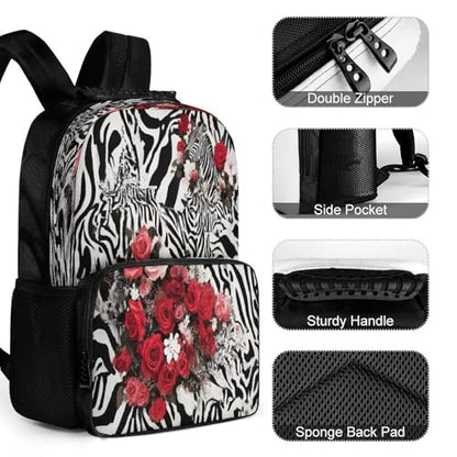 Supdreamc Rucksacks Lightweight Multipurpose Anti-Theft Cheetah Leopard Zebra Print Floral Black And White Shoulder Bag Big Capacity Laptop Book Bag Rucksack With Padded Straps - color: Pattern 421