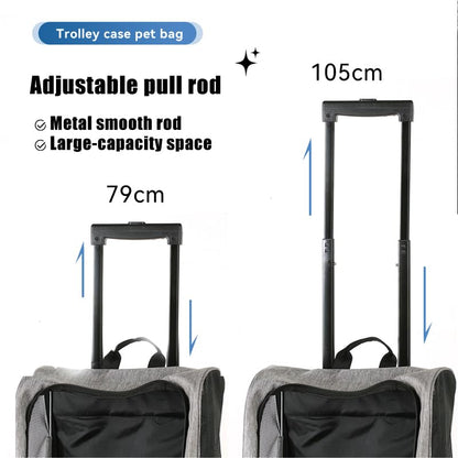 Pet Trolley Bag Cat Dog Travel Bag Portable & Breathable Pet Carrier Backpack - Lightweight Dual-Shoulder Design for Easy Travel with Your Beloved Companion Scalable Pull Rod pet Bag (Red) - color: Red