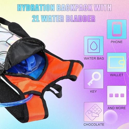 Chunful 6 Pack Running Hydration Backpack Lightweight Water Backpack Essential for Festivals Rave Hydration Pack with 2L Hiking Water Bladder for Adult Running Cycling Climbing Hiking