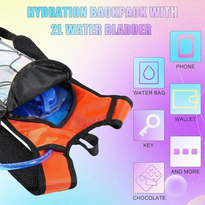 Chunful 6 Pack Running Hydration Backpack Lightweight Water Backpack Essential for Festivals Rave Hydration Pack with 2L Hiking Water Bladder for Adult Running Cycling Climbing Hiking