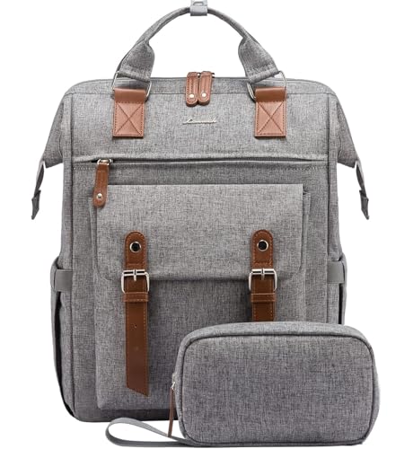 LOVEVOOK Laptop Backpack for Women Work Travel Teacher Commuter Backpack Business Computer Bag Doctor Nurse Bags College Backpack Purse Laptop Bag, Casual Daypack, 15.6 Inch, Grey - color: Grey-brown, size: 15.6 Inch