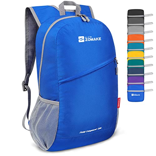 ZOMAKE Lightweight Packable Backpack 20L,Foldable Backpacks Small Daypack for Hiking Water Resistant Day Bag for Travel(Dark Blue) - color: Dark Blue