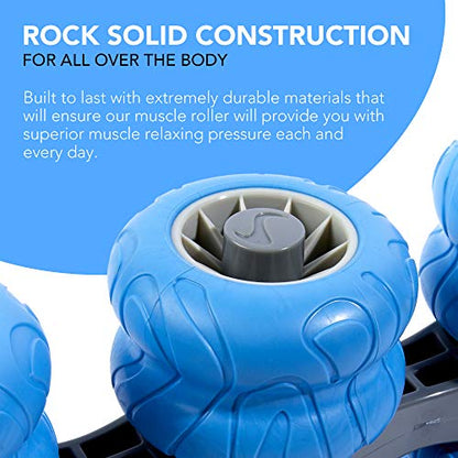 THOREX 8-Wheel Back Massager and Neck Knot Remover - Chiropractor Approved Manual Deep Tissue Massage Tool for Upper Back, Trapezius Pain Relief and Trigger Point Therapy - Self Recovery Muscle Stick