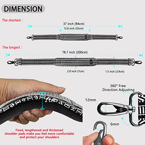 ZINZ 79 inch Shoulder Strap, Extra-thick Fixed Cushion Pad and Dual Clasps Universal Replacement Strap with Metal Swivel Hooks (200cm) (Black&White Jacquard) - color: Black&white Jacquard