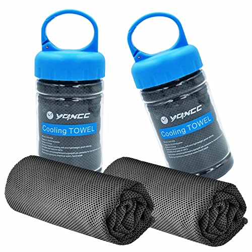 YQXCC 2 Pack Cooling Towels (47"x12"), Ice Cool Neck Towel, Soft Breathable Microfiber for Yoga, Golf, Gym, Running, Camping & Hot Weather - color: 2*dark Gray