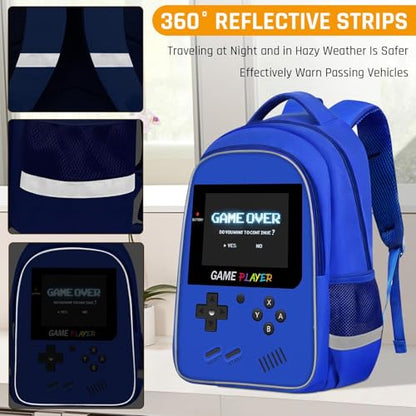 TILYTADLY School Backpack For Boys - Gamer Boys Backpack For Kids Children Teens Elementary Middle School - Ages 6-18，17″ - color: 2-blue-set1