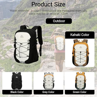 25L Lightweight Backpack for Cycling or Hiking, Hydration Pack Water Resistant,Climbing Backpack for Men Women (White and Black) - color: White and Black