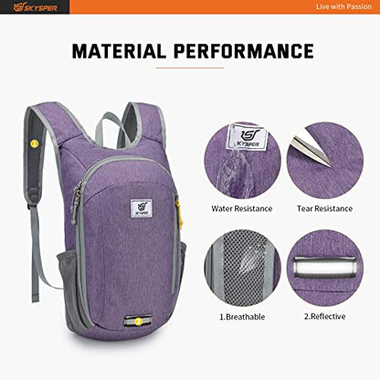 SKYSPER Small Daypack 10L Hiking Backpack Packable Lightweight Travel Day Pack for Women Men - color: Purple, size: 10l