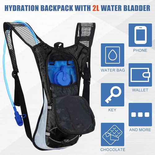 Chunful Hydration Backpack with 2L Water Bladder, Lightweight Hydration Pack Outdoor Water Backpack for Men Women Running Cycling Biking Climbing - color: Stylish Color