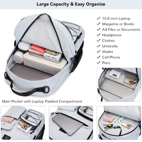 Lohol Casual Backpack for Teen Boys and Girls, Daypack with Anti Theft Pocket for Travel School (Beige) - color: Beige